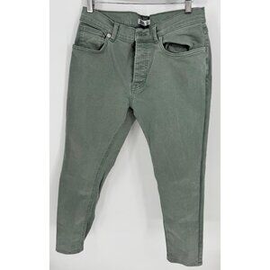 Zara Men's High-Rise Slim Fit Button Fly Green Denim Jeans